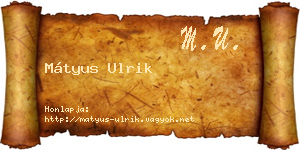 Mátyus Ulrik névjegykártya
